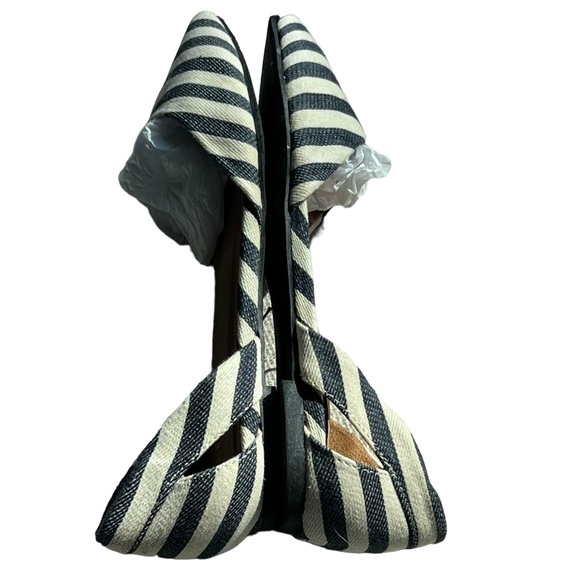 Merona Women's SZ 8 Flat Shoes D'Orsay Navy Blue/White Stripe Pointed Toe NWOT - Picture 4 of 7
